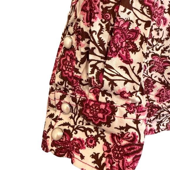 Cowgirl Hardware Floral‎ Pearl Snap Western Shirt Women's L Pink Brown Festival - Picture 5 of 13